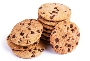 Chocolate Cookies Isolated on White Background