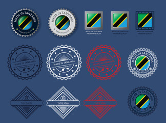  Made in Tanzania seal, Tanzanian flag and color  --Vector Art--