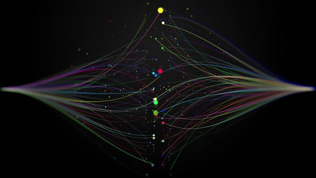 3d render of abstract data analysis concept. Big data visualization via dot particles.