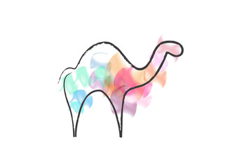  imitation of colorful Hand drawn camel on paper sheet