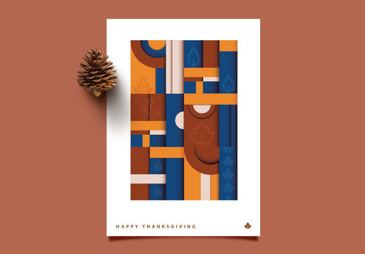 Contemporary Geometric Thanksgiving Greeting Card Layout