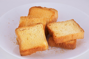 Rusk in a Plate Isolated
