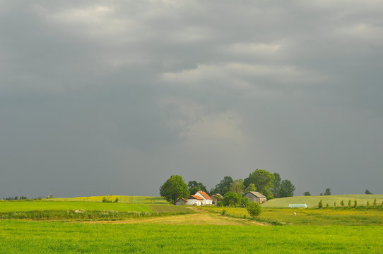 Wieś. Pola uprawne.