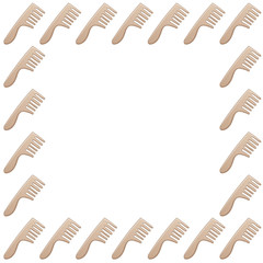 Naklejka premium Square frame with wooden combs on white background