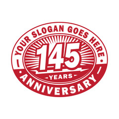 145 years anniversary design template. 145th logo. Red design - vector and illustration.