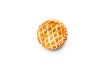 pie bread food plate on isolated white background 