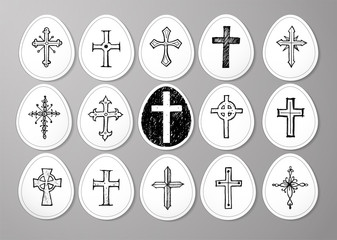 Easter eggs with cross. Vector illustration.