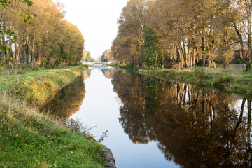 A beautiful canal in the autumn town