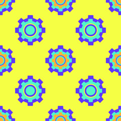 set of different gears on a yellow background
