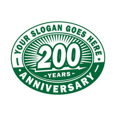 Fototapeta premium 200 years anniversary design template. 200th logo. Green design - vector and illustration.