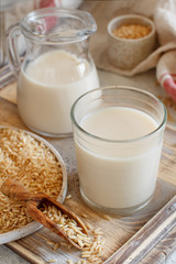 Vegan rice milk, non dairy alternative milk
