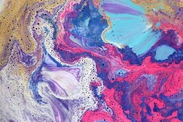  Colorful circle blots. Abstract background. Marble texture. Acrylic colors. © Liliia