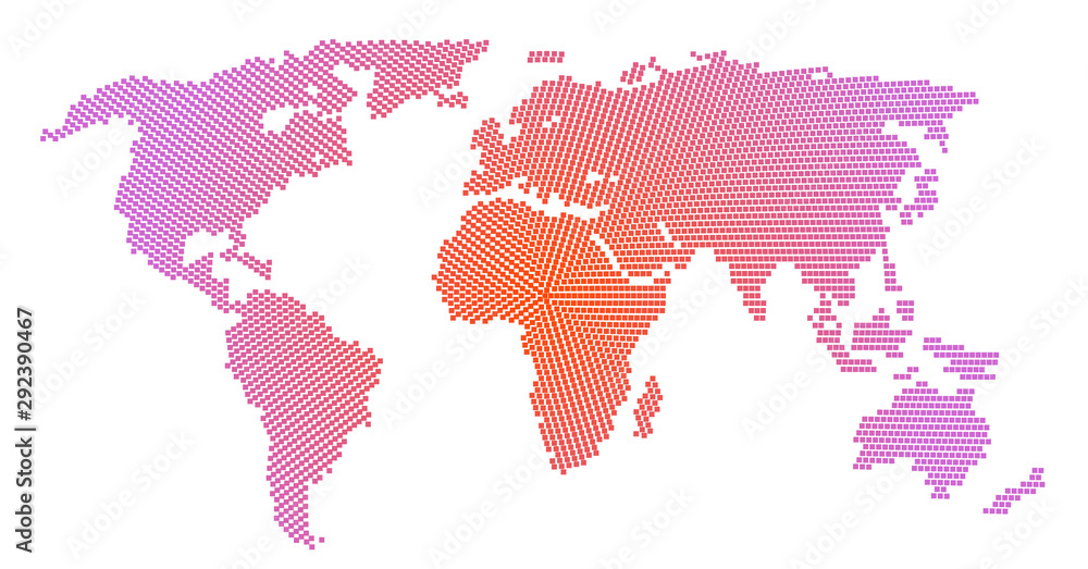 Poster world map with dots pattern style isolate on white background. vector illustration.