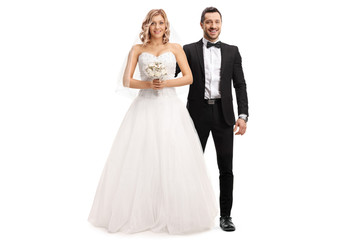 Beautiful bride and a groom by her side