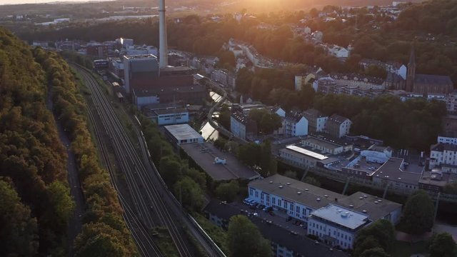 areal tilt view of industry of a city in germany - wuppertal in nordrhein westfalen