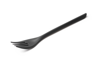 Black disposable plastic fork