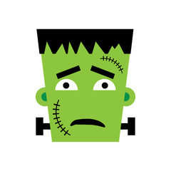 Halloween Frankenstein Vector illustration. Sad Frankenstein Day. Illustration for kids, card Halloween, print.