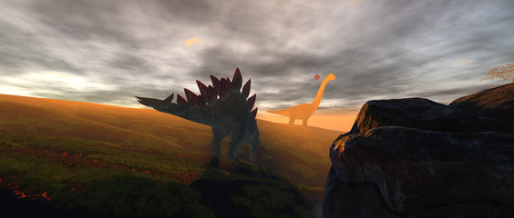 Dinosaur Extinction. Extremely detailed and realistic high resolution 3d illustration. © Sasa Kadrijevic