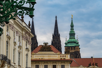 Castle district street of Prague in Czech Republic.