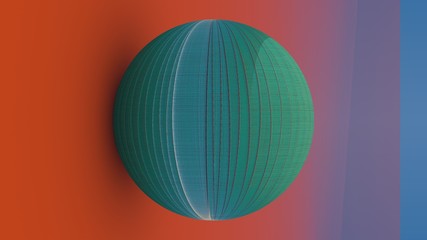rendu 3D d'une sphère posée contre une forme aux lointaines limites et faisant partie d'une série.