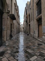 Narrow streets in the old town in Italy.