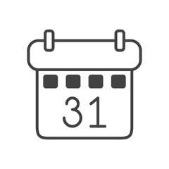 calendar with 31 number isolated icon