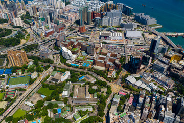 Aerial view of Hong Kong city