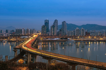Olympic bridge in Hanang River in the early morning hours of South Korea