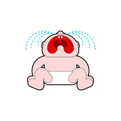 Crying baby isolated. Little child cry. vector illustration