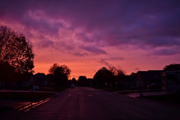 sunset on the road