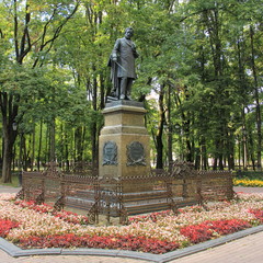 Smolensk, Russia, Memorial of famous Great Russian composer Michael Glinka in Glinka Park on summer...