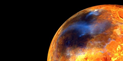 Water on Venus. Shot from Space. Extremely detailed and realistic 3d illustration. Elements of this image are furnished by NASA.