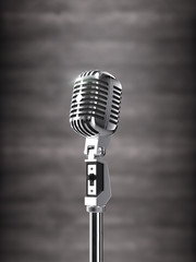 Retro microphone isolated in brown background