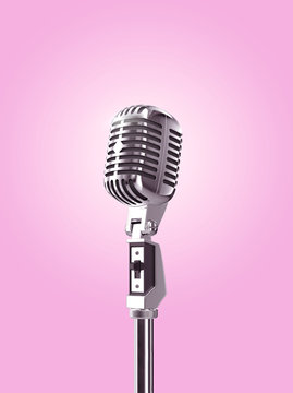 Retro microphone isolated in pink background