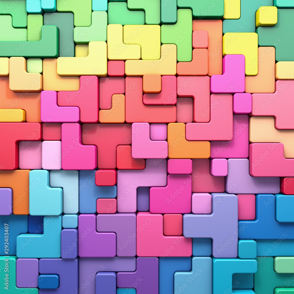 Poster 3d rendering abstract background of multi-colored rounded shapes