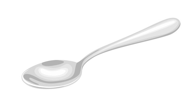 Metal spoon isolated on a white background. Vector illustration of cutlery in simple flat style.