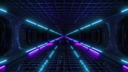 futuristic fantasy scifi wireframe tunnel building 3d rendering wallpaper background design