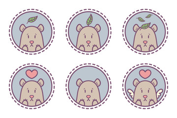 Set of bear emblems, icons, labels.