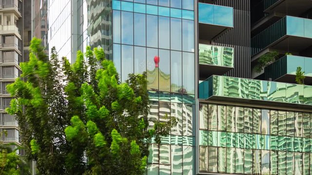 day light singapore city building front reflection panorama 4k timelapse