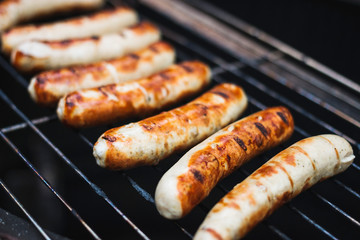 sausages on the grill