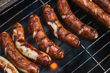 sausages on the grill