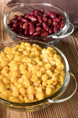 Sweet corn and boiled red beans.