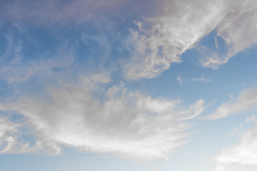 Naklejka na ściany i meble Beautiful feather clouds background in the bright blue sky