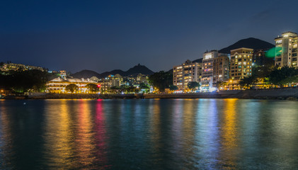 Fototapeta na wymiar Panoramic view on Stanley Village Boulevard on Hongkong Island. Chek Chue, Hong Kong, China