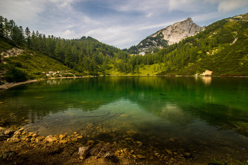 Lake Steirersee in Austrian Alps near Tauplitzalm, Bad Mitterndorf village