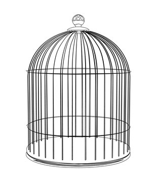 cage bird contour vector illustration
