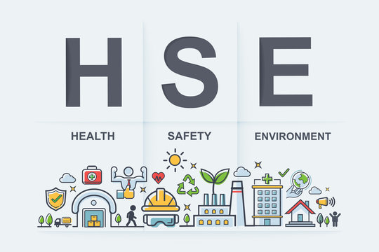 HSE - Health Safety Environment Acronym Banner Web Icon For Business And Organization. Standard Safe Industrial Work And Industrial. Poster Design.