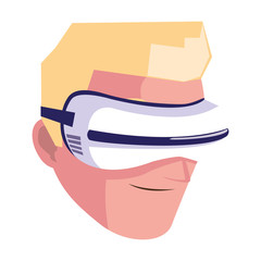 man using technology of augmented reality