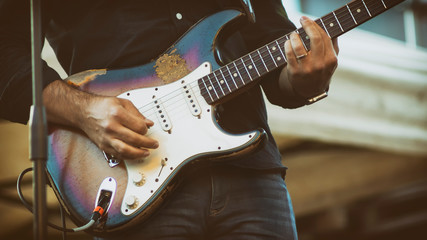 Electric Guitar Player At An Outdoor Gig