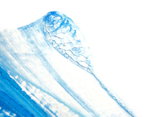 Blue and white acrylic painting texture on white paper background by using rorschach inkblot method.